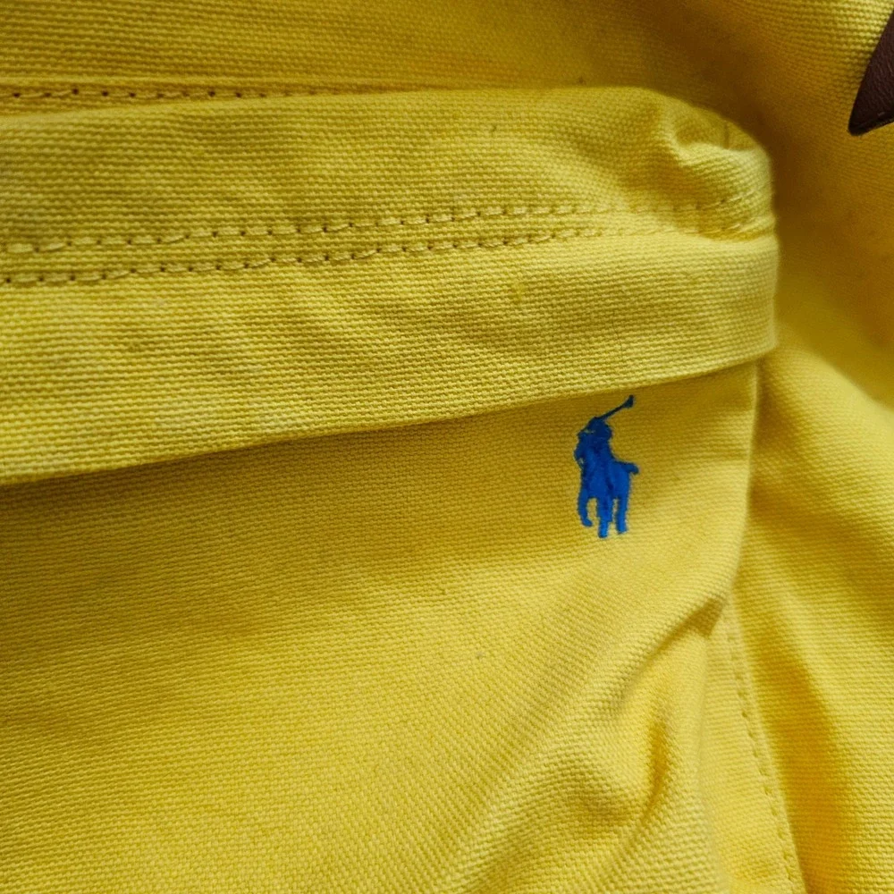 Polo‎ Ralph Lauren Yellow Backpack Canvas Blue Pony Embroidered Unisex New